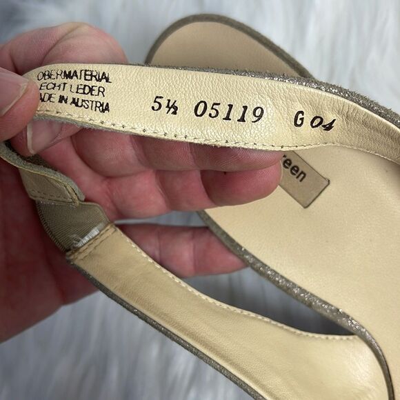 Paul Green Metallic Gold Slingback Heels Sz 5.5/US 8 - Picture 5 of 7